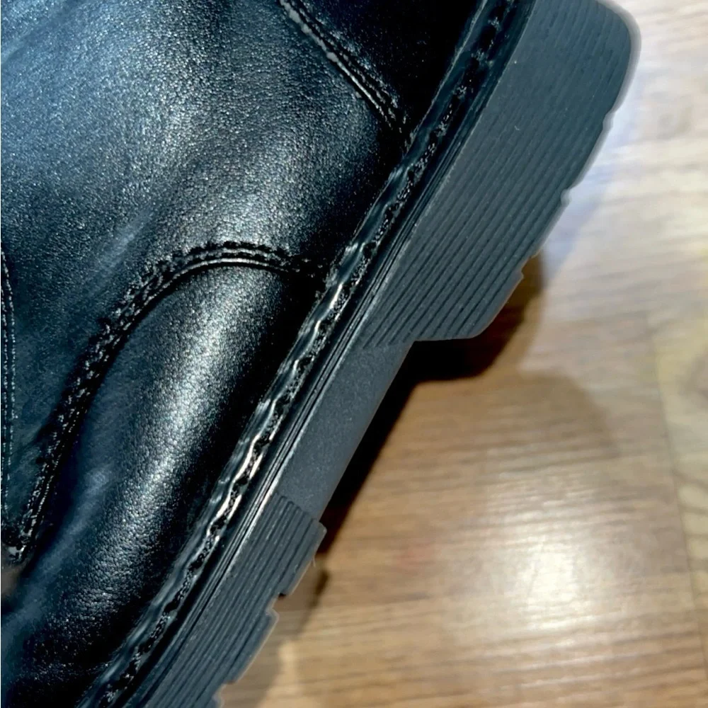 Fashion Toddler Black Leather Ankle Boots with Durable Sole Size 34 - Picture 3 of 6